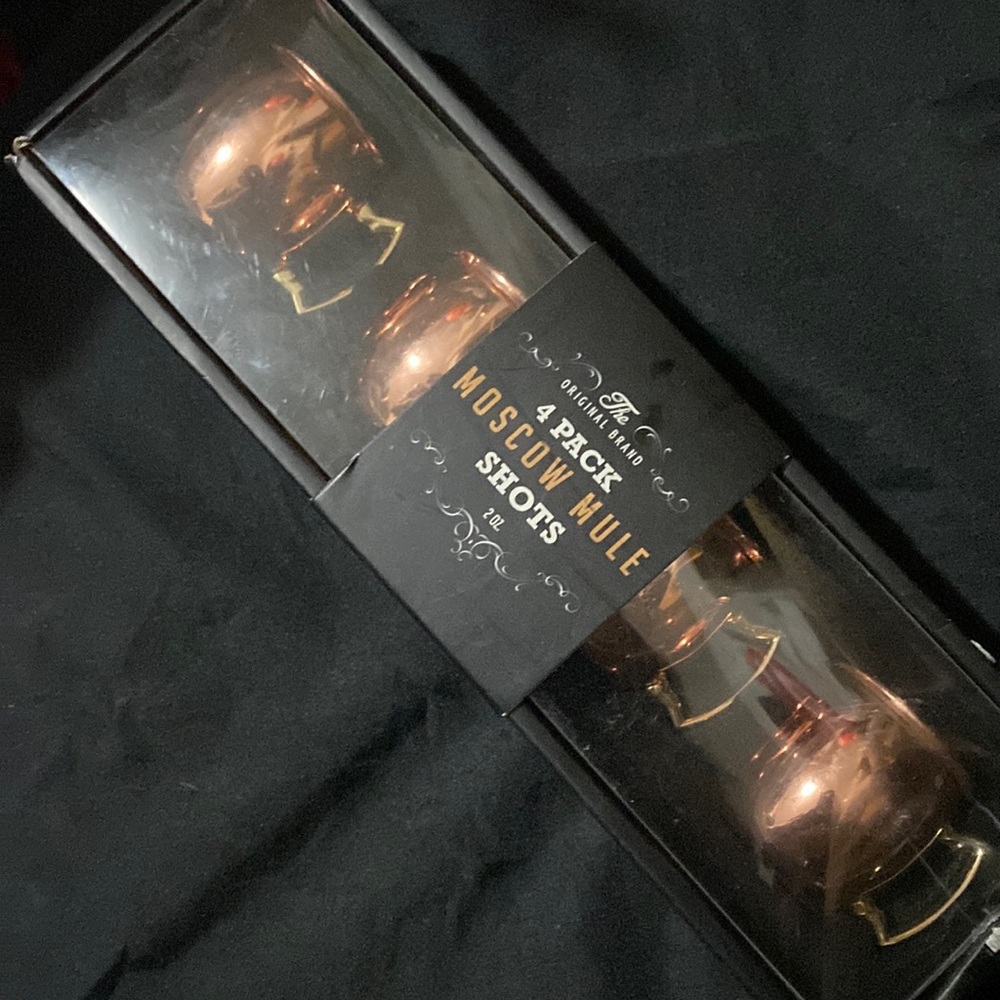 New Moscow Mule Original Shot Glasses 4 Pack 2 oz Copper Color (Stainless Steel)